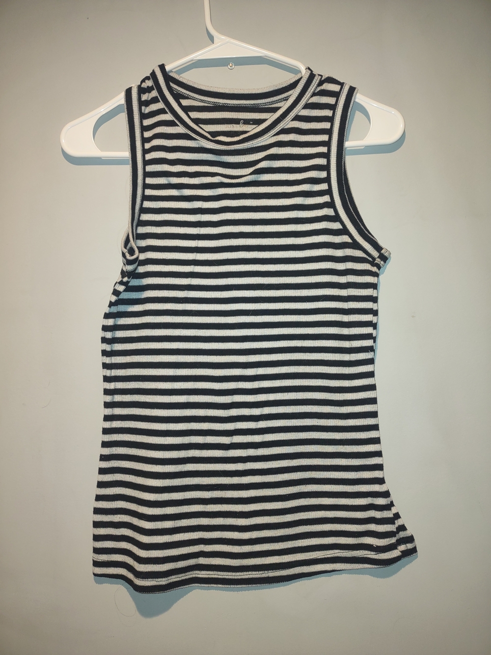 Striped Black & White Sleeveless Ribbed Tank